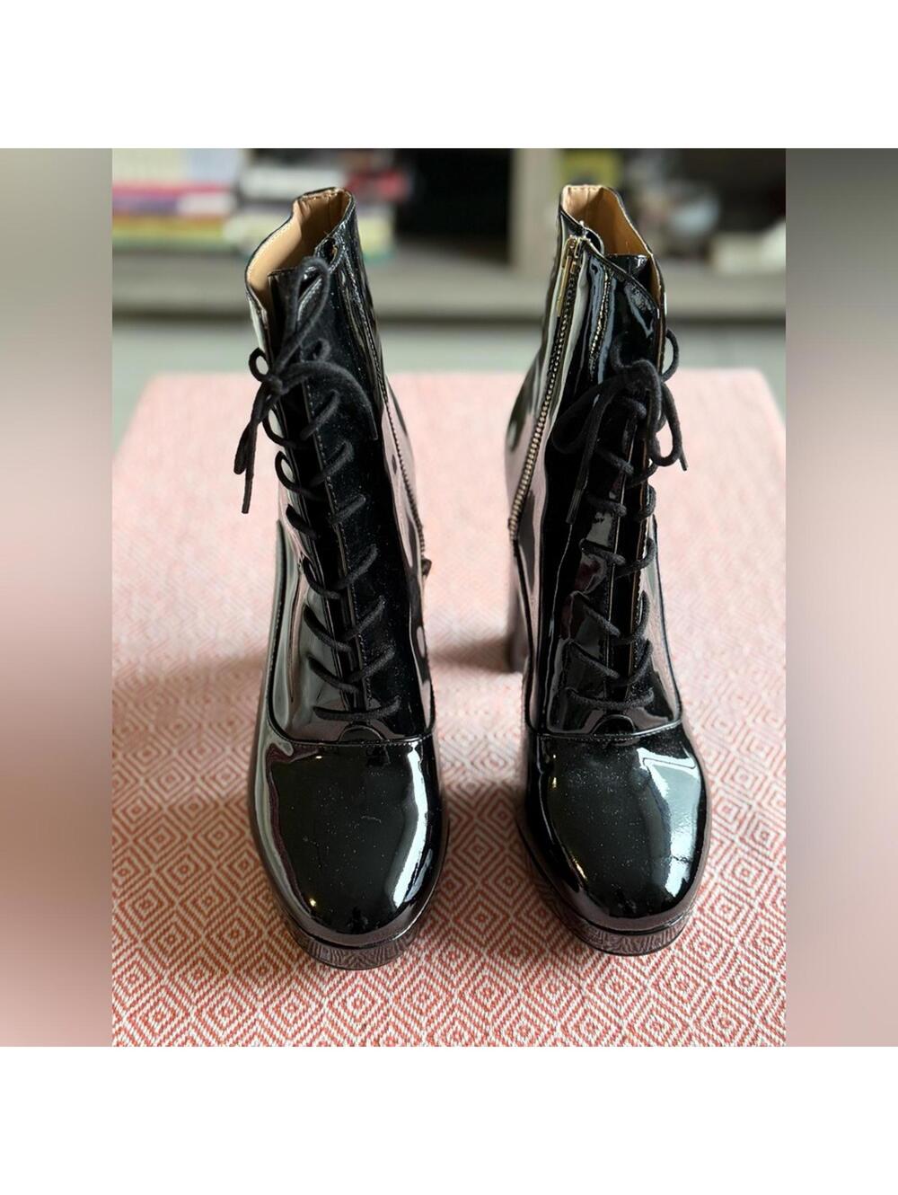 Calvin Klein Black Patent Leather Women's Boots